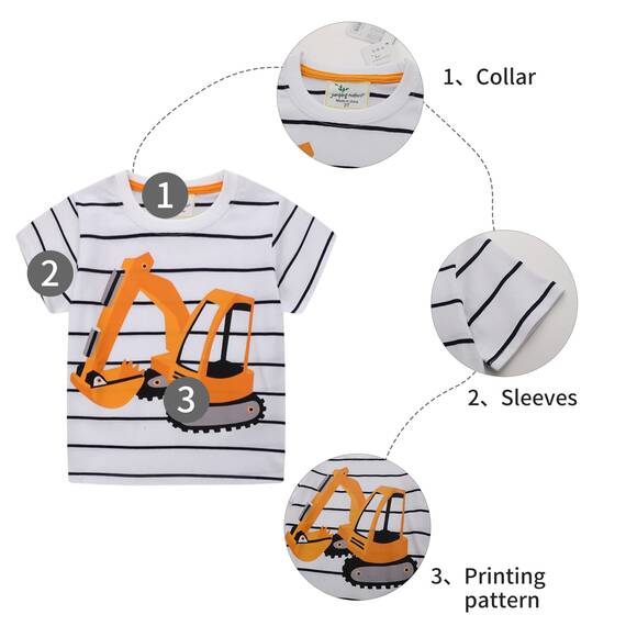 Unisex Baby T-Shirt Baumwolle Süß Karikatur Tier Muster Tops für 1-7 Jahre Alt (5-6 Jahre, H Oranger Bagger)