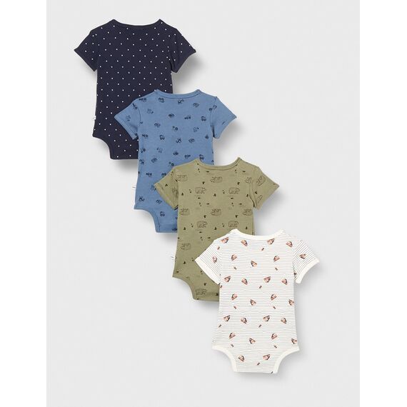 PIPPI Unisex Baby Body SS AO-printed (4-pack) Formender Body, Khaki, 80