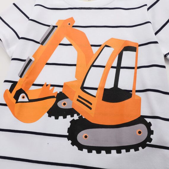 Unisex Baby T-Shirt Baumwolle Süß Karikatur Tier Muster Tops für 1-7 Jahre Alt (6-7 Jahre, H Oranger Bagger)