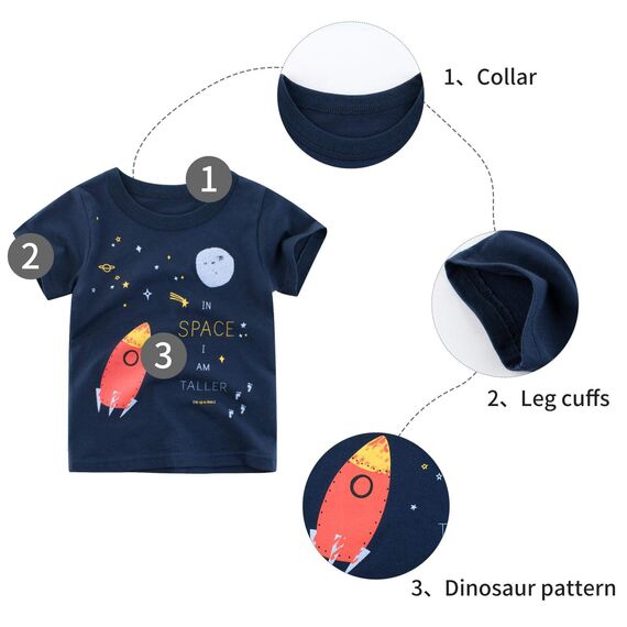 Unisex Baby T-Shirt Baumwolle Süß Karikatur Tier Muster Tops für 1-7 Jahre Alt (6-7 Jahre, E Marine Rakete)