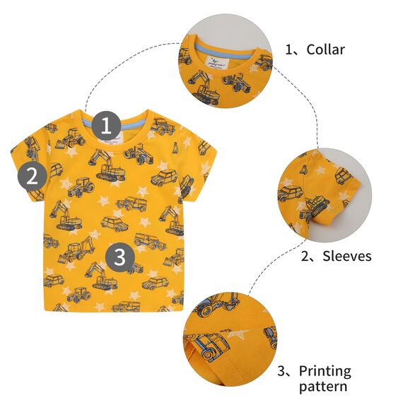 Unisex Baby T-Shirt Baumwolle Süß Karikatur Tier Muster Tops für 1-7 Jahre Alt (6-7 Jahre, H Stern Bagger)