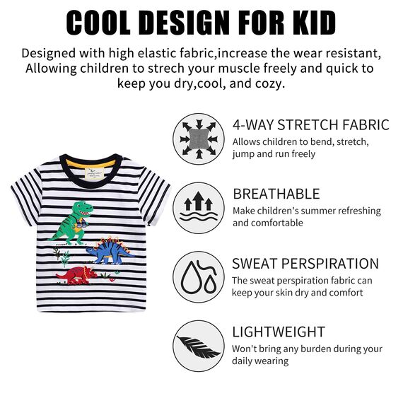 Unisex Baby T-Shirt Baumwolle Süß Karikatur Tier Muster Tops für 1-7 Jahre Alt (5-6 Jahre, F Schwarz Streifen)