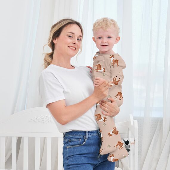 Neugeborenes Baby Jungen Mädchen Strampler mit Fuß Baby Schlafanzug Einteilige Lange Ärmel Overall Säuglings Frühling Herbst Body, 3er-Pack (Aprikose, 3-6M)