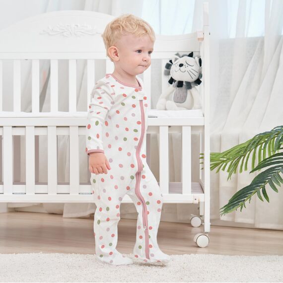 Neugeborenes Baby Jungen Mädchen Strampler mit Fuß Baby Schlafanzug Einteilige Lange Ärmel Overall Säuglings Frühling Herbst Body, 3er-Pack (Rosa, 6-9M)