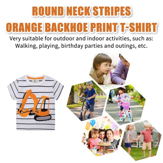 Unisex Baby T-Shirt Baumwolle Süß Karikatur Tier Muster Tops für 1-7 Jahre Alt (4-5 Jahre, H Oranger Bagger)