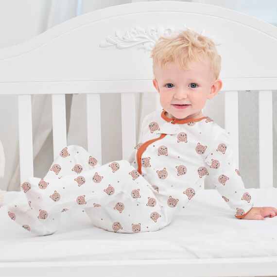 Neugeborenes Baby Jungen Mädchen Strampler mit Fuß Baby Schlafanzug Einteilige Lange Ärmel Overall Säuglings Frühling Herbst Body, 3er-Pack (Orange, 6-9M)