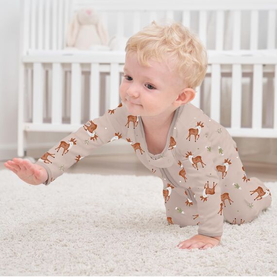 Neugeborenes Baby Jungen Mädchen Strampler mit Fuß Baby Schlafanzug Einteilige Lange Ärmel Overall Säuglings Frühling Herbst Body, 3er-Pack (Aprikose, 9-12M)