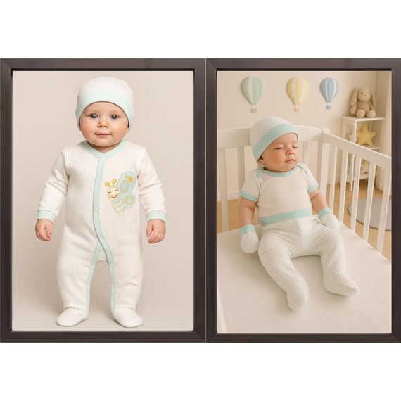 Blue Eyes Neugeborenen Baby Geschenk Set 100% natürliche Baumwolle Erstausstattung Erstlingsausstattung Ausstattung Unisex Kleidung Geschenkset Babyausstattung für Babys 0-4 Monate (Grün)
