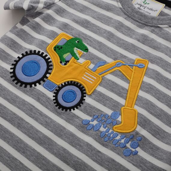 Unisex Baby T-Shirt Baumwolle Süß Karikatur Tier Muster Tops für 1-7 Jahre Alt (5-6 Jahre, H Streifen Bagger)
