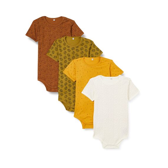 PIPPI Unisex Baby Body SS AO-printed (4-pack) Formender Body, Yellow, 104