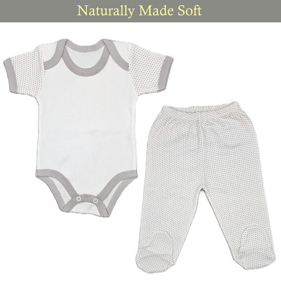 Blue Eyes Neugeborenen Baby Geschenk Set 100% natürliche Baumwolle Erstausstattung Erstlingsausstattung Ausstattung Unisex Kleidung Geschenkset Babyausstattung für Babys 0-4 Monate (Grau)