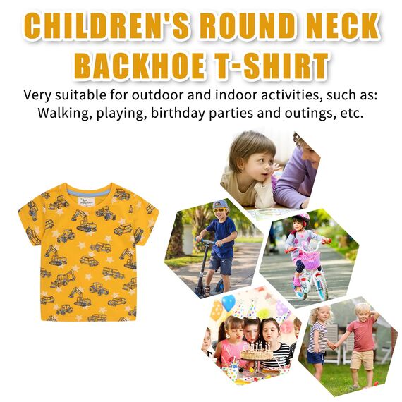 Unisex Baby T-Shirt Baumwolle Süß Karikatur Tier Muster Tops für 1-7 Jahre Alt (6-7 Jahre, H Stern Bagger)