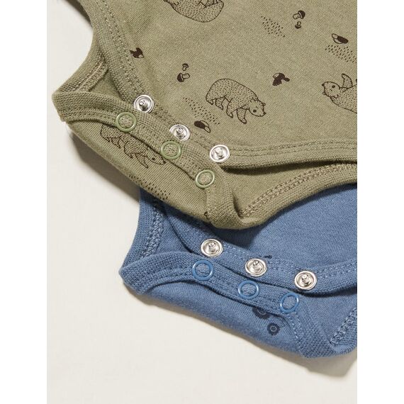 PIPPI Unisex Baby Body SS AO-printed (4-pack) Formender Body, Khaki, 92