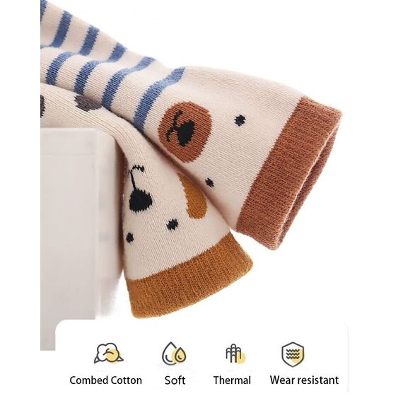 FedMois 5er Pack Baby Kleinkinder ABS rutschfeste Wintersocken dicke Thermosocken Baumwolle, Pinguin, 0-1 Jahr