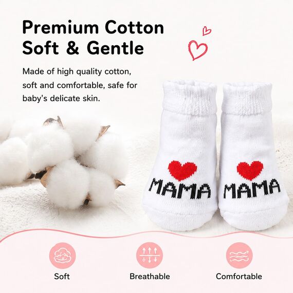 Distinct® Baby Baumwollsocken Süße Socken Ich liebe Mama + Ich liebe PaPa Neugeborenes Kleinkind Baby Sock Jungen Mädchen Cotton kleine Söckchen Geschenk (2 Paar)