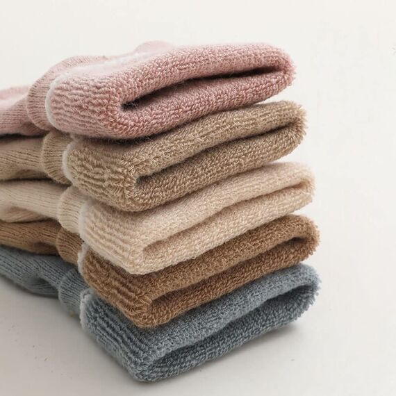 FedMois 5er Pack Baby Kleinkinder ABS rutschfeste Wintersocken dicke Thermosocken Baumwolle, Tiere, 1-3 Jahre