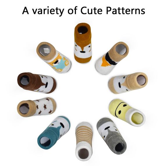GENTABY Unisex Baby Socken - Warme Baumwolle Terry 10 Paar Baby Jungen & Mädchen 0-6 Monate Dicke Winter Socken