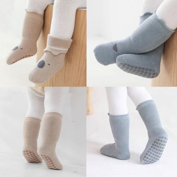 FedMois 5er Pack Baby Kleinkinder ABS rutschfeste Wintersocken dicke Thermosocken Baumwolle, Tiere, 3-5 Jahre