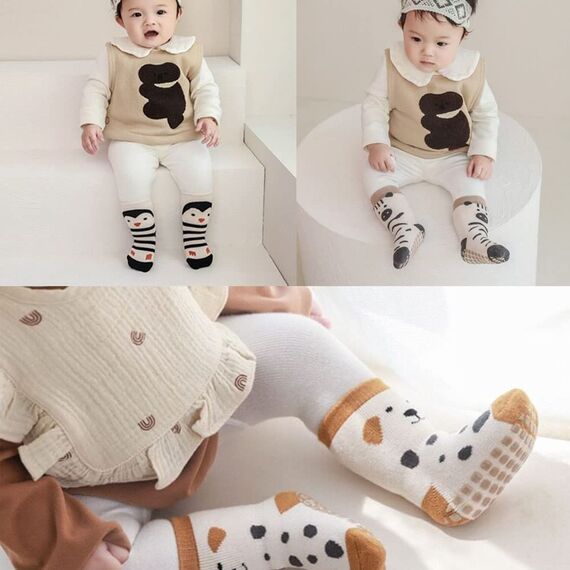 FedMois 5er Pack Baby Kleinkinder ABS rutschfeste Wintersocken dicke Thermosocken Baumwolle, Pinguin, 0-1 Jahr