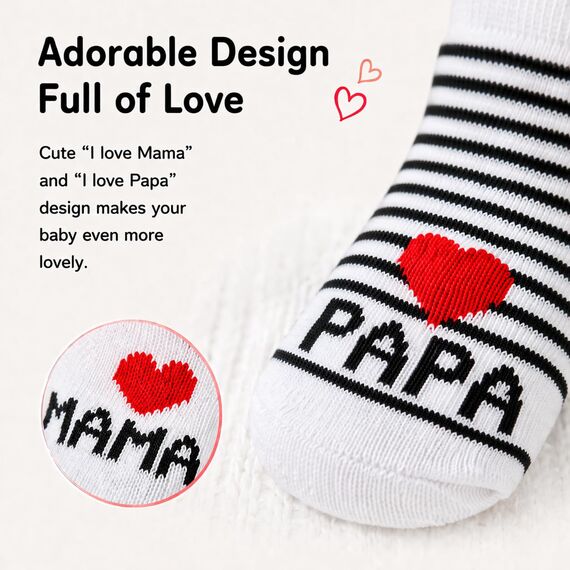 Distinct® Baby Baumwollsocken Süße Socken Ich liebe Mama + Ich liebe PaPa Neugeborenes Kleinkind Baby Sock Jungen Mädchen Cotton kleine Söckchen Geschenk (2 Paar)