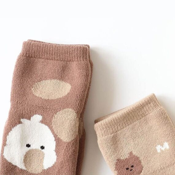 FedMois 5er Pack Baby Kleinkinder ABS rutschfeste Wintersocken dicke Thermosocken Baumwolle, Hähnchen, 0-1 Jahr