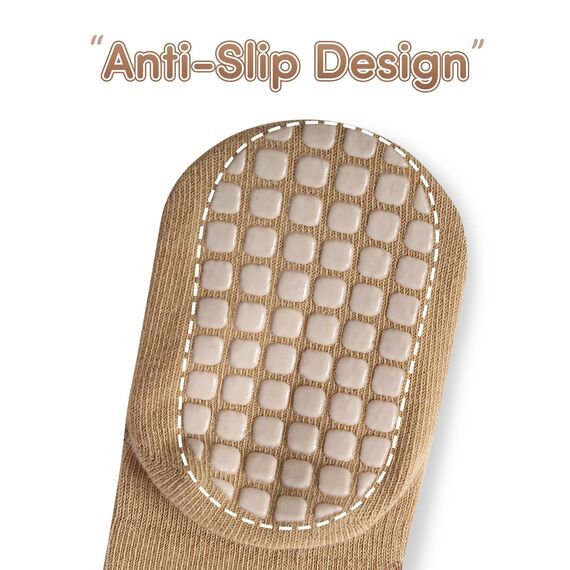 Adorel Baby Stoppersocken Baumwolle Antirutsch Krabbelsocken ABS Socken 6er-Pack Natur 1-3 Jahre (Herstellergröße M)