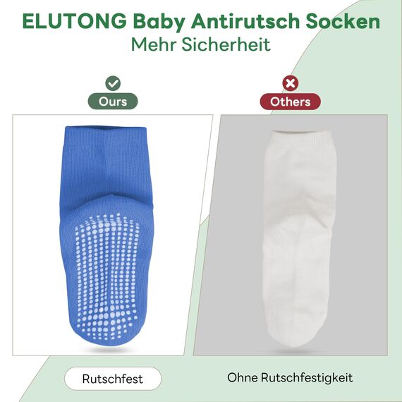 ELUTONG 12 Paar Socken Kinder Baby Jungen Socken ABS Antirutsch Anti-Rutsch Kleinkinder Babysocken für 5-7 Jahre