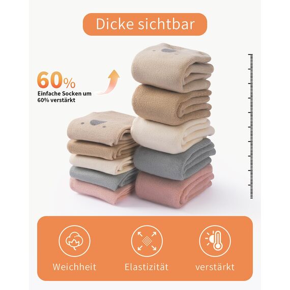Kyopp 5 Paar Warme Socken Baby Winter Stoppersocken Kindersocken Dicke Socks