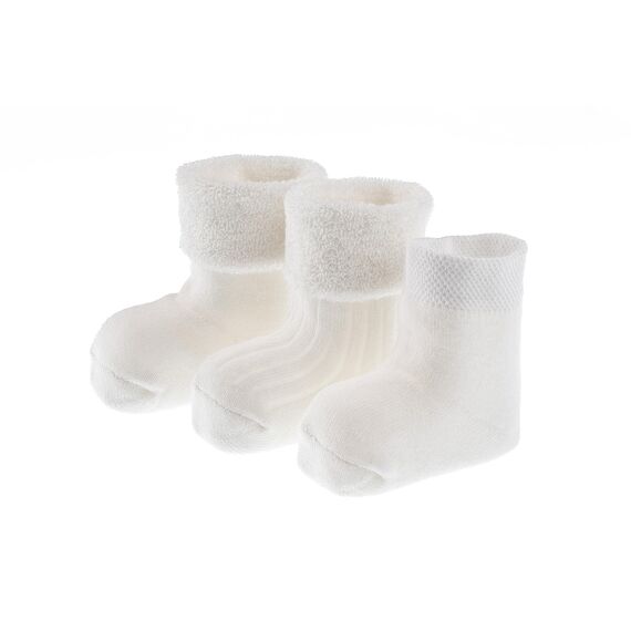 Jacob's – Erstlingssöckchen Baby 3er Pack | Weiche Vollfrottee-Socken Ecru weiß, OEKO-TEX® zertifiziert | Größe 0–3 Monate, hautfreundlich & wärmend