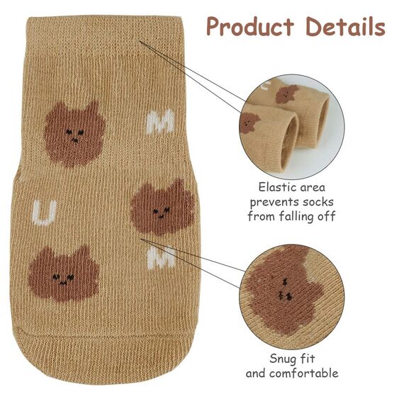 Vicloon Rutschfeste Socken für Baby, 5 Paar Baby Socken Baumwolle, Kleinkind Socken Baby, Kinder Anti Rutsch Socken for Babies Toddlers and Kids