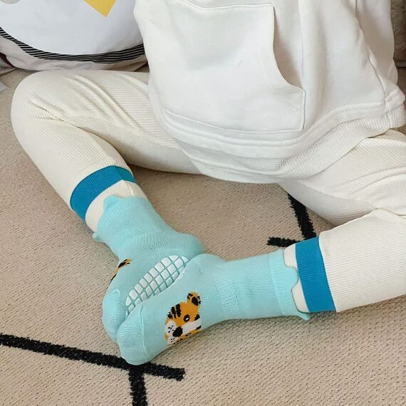 FedMois 5er Pack Baby Kleinkinder ABS rutschfeste Socken Sneaker Socken Tiermotive Baumwolle, Panda, 3-5 Jahre