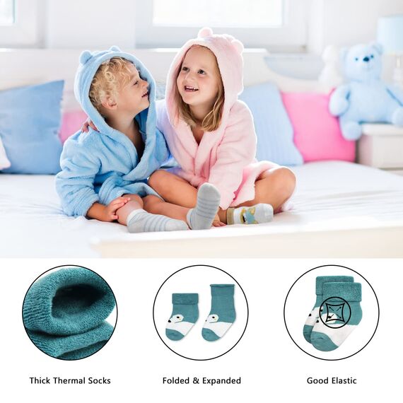 GENTABY Unisex Baby Socken - Warme Baumwolle Terry 10 Paar Baby Jungen & Mädchen 0-6 Monate Dicke Winter Socken