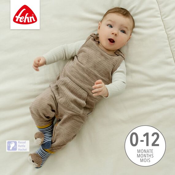 Fehn Rasselsocken Otter – Activity-Babysöckchen mit niedlichen Tieren zum Greifen, Rasseln, Strampeln & Geräusche erzeugen - Lernspielzeug für Babys von 0-12 Monaten