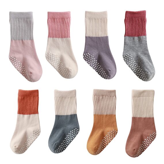 J Poqobog Kleinkind Baby Mädchen Jungen Socken stoppersocken kinder abs rutschfeste kindersocken für Baby antirutschsocken 8Paar (DE/NL/SE/PL, Alter, 12 Monate, 24 Monate, Rot 8 Paar)