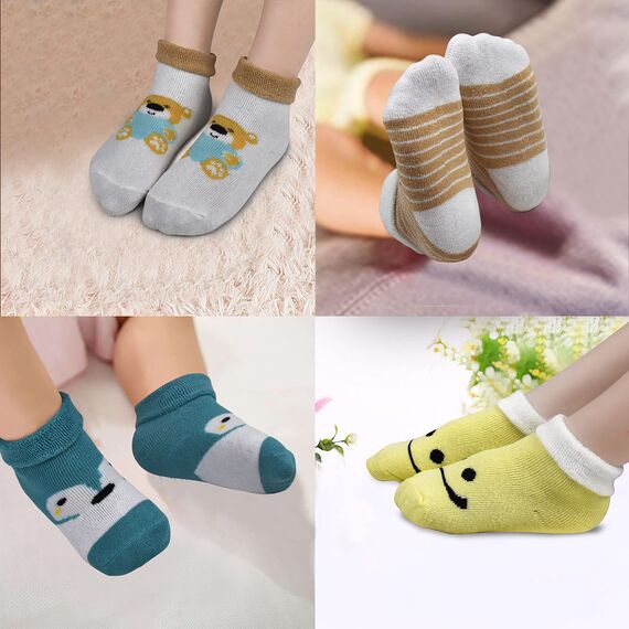 GENTABY Unisex Baby Socken - Warme Baumwolle Terry 10 Paar Baby Jungen & Mädchen 0-6 Monate Dicke Winter Socken