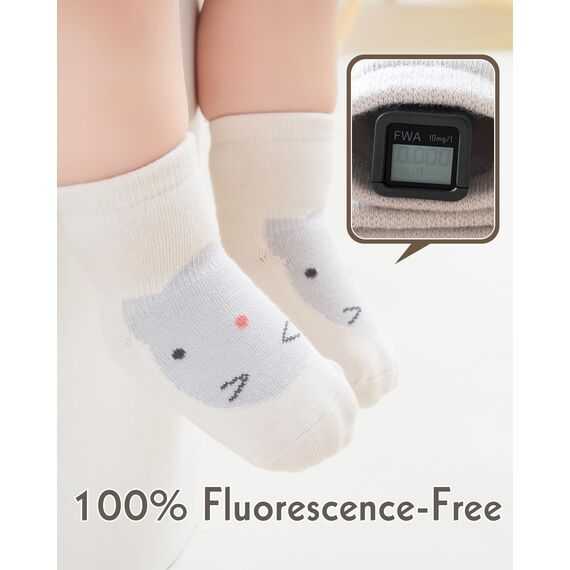 Kyopp 5 Paar Stoppersocken Baby Kleinkinder ABS rutschfeste Socken Tiermotive Kindersocken Animals Baumwolle Socken Crew Socks