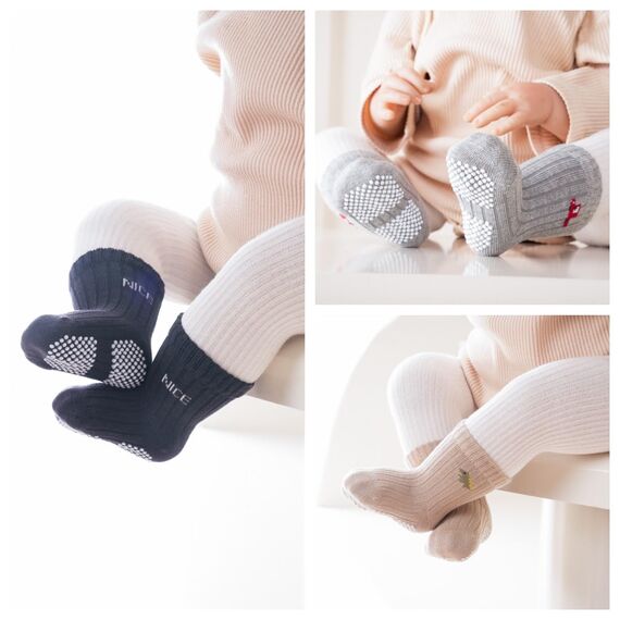J Poqobog Rutschfeste Socken für Baby Mädchen Jungen 9 Paar Kinder Anti Rutsch abs Socken Sportsocken Stoppersocken (3-5Jahre,Jungen-9P)