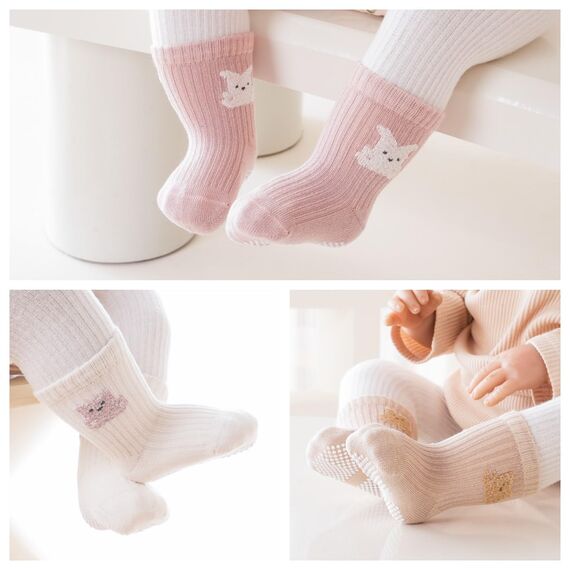 J Poqobog Rutschfeste Socken für Baby Mädchen Jungen 9 Paar Kinder Anti Rutsch abs Socken Sportsocken Stoppersocken (12-24 Monate,Mädchen-9P)