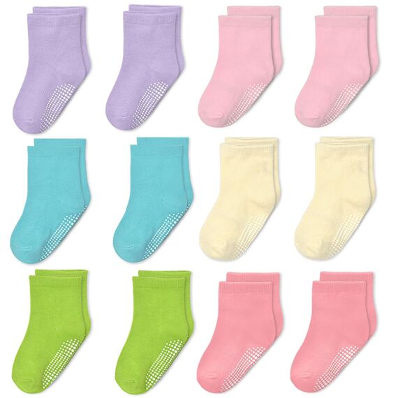 ELUTONG 12 Paar Socken Kinder Baby Jungen Socken ABS Antirutsch Anti-Rutsch Kleinkinder Babysocken für 5-7 Jahre