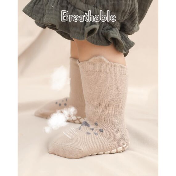 Kyopp 5 Paar Socken Baby Kleinkinder ABS rutschfeste Socken Tiermotive Socken Animals Baumwolle Socken Crew Socks