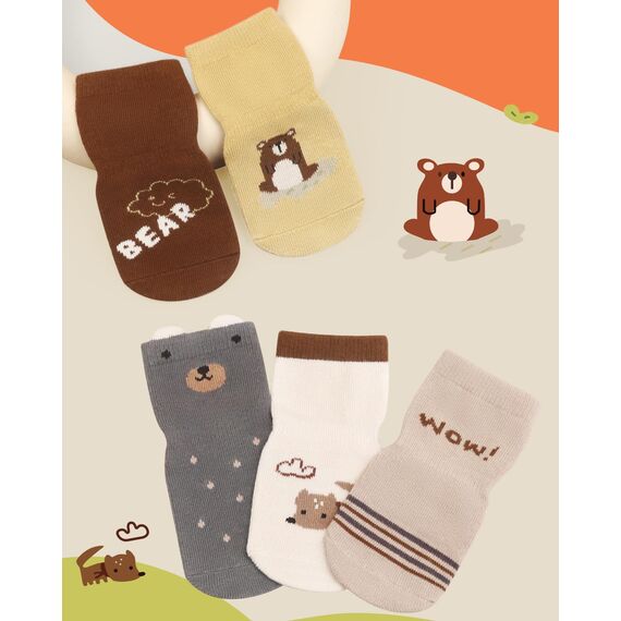 Kyopp 5 Paar Stoppersocken Baby ABS rutschfeste Socken Baumwolle Kinder Socks