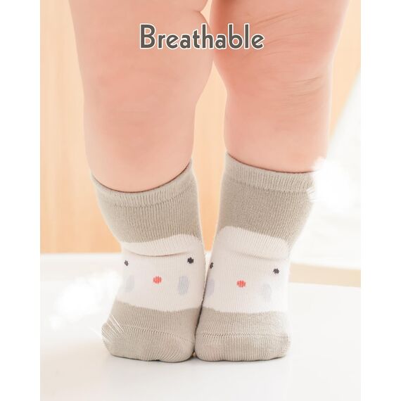 Kyopp 5 Paar Socken Baby Kleinkinder ABS rutschfeste Socken Tiermotive Socken Animals Baumwolle Socken Crew Socks