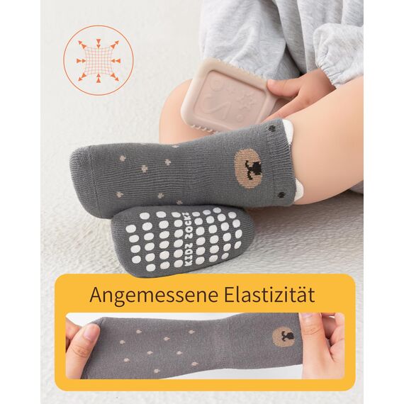 Kyopp 5 Paar Stoppersocken Baby ABS rutschfeste Socken Baumwolle Kinder Socks