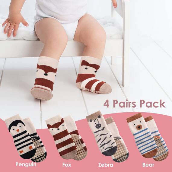 Simpeak Socken Baby, ABS Socken Baby Anti Rutsch, Rutschfeste Babysocken Junge Mädchen, Stoppersocken Baby 12-36 Monate, Dicker Herbstwinter, M