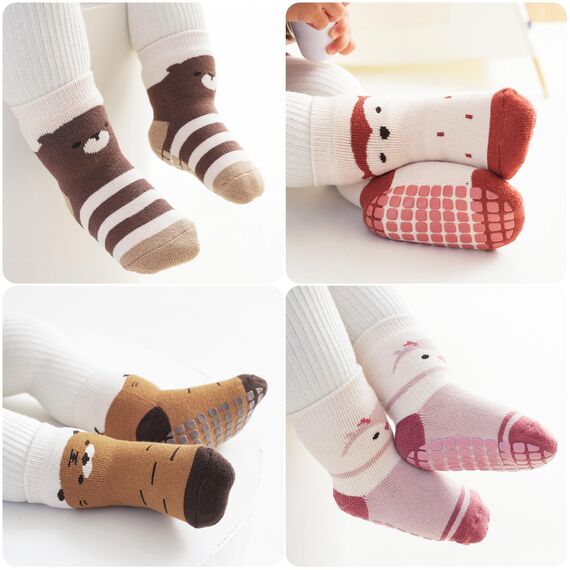 Simpeak Socken Baby, ABS Socken Baby Anti Rutsch, Rutschfeste Babysocken Junge Mädchen, Stoppersocken Baby 12-36 Monate, Dicker Herbstwinter, M, Set 9