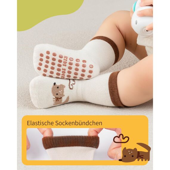 Kyopp 5 Paar Stoppersocken Baby ABS rutschfeste Socken Baumwolle Kinder Socks