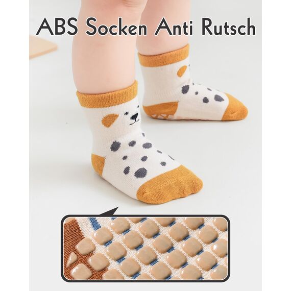 Kyopp 10 Paar Stoppersocken Baby Kleinkinder ABS rutschfeste Socken Gestreift Baumwolle Socks