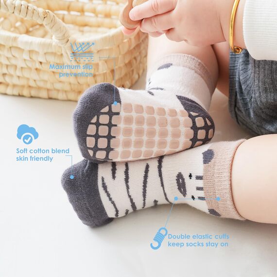 Simpeak Socken Baby, ABS Socken Baby Anti Rutsch, Rutschfeste Babysocken Junge Mädchen, Stoppersocken Baby 3-5 Jahre alt, Dünner Frühling und Herbst, L
