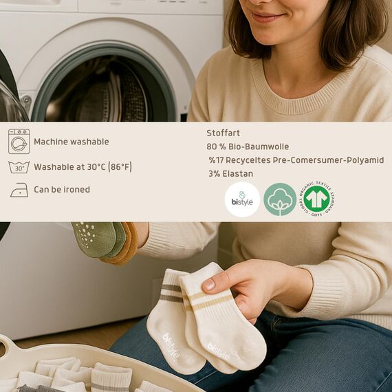 Baumwolle 5 Paar Baby Rutschfest Socken In Geschenkbox für Neugeborene 0-6 Monate bis 3 Jahre Nahtlos Socken Jungen Mädchen Rutschsocken Kindersocken (DE/NL/SE/PL, Alter, 12 Monate, 24 Monate, Beige)