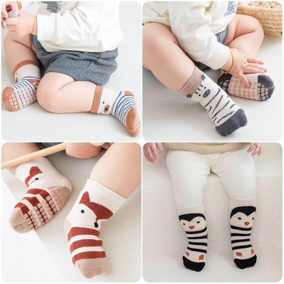 Simpeak Socken Baby, ABS Socken Baby Anti Rutsch, Rutschfeste Babysocken Junge Mädchen, Stoppersocken Baby 3-5 Jahre alt, Dünner Frühling und Herbst, L
